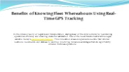 Benefits of Knowing Fleet Whereabouts Using Real-Time GPS Tracking