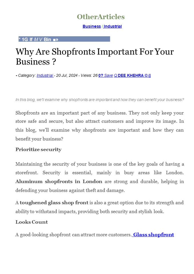 Why Are Shopfronts Important For Your Business ?