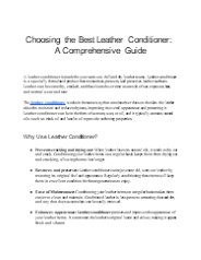 Choosing the Best Leather Conditioner: A Comprehensive Guide