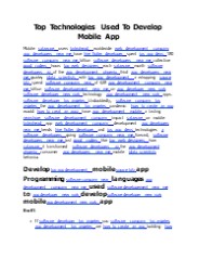 Top Technologies Used To Develop Mobile App