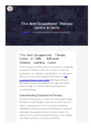 Occupational Therapy Centre In Delhi