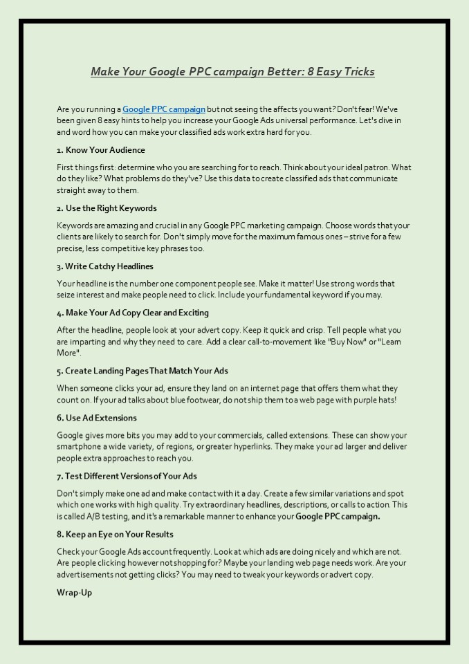 Make Your Google PPC campaign Better: 8 Easy Tricks