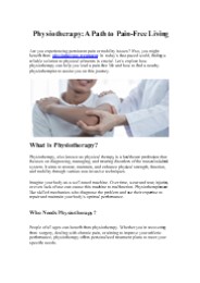 Physiotherapy: A Path to Pain-Free Living