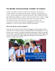 The Benefits of Extracurricular Activities for Students