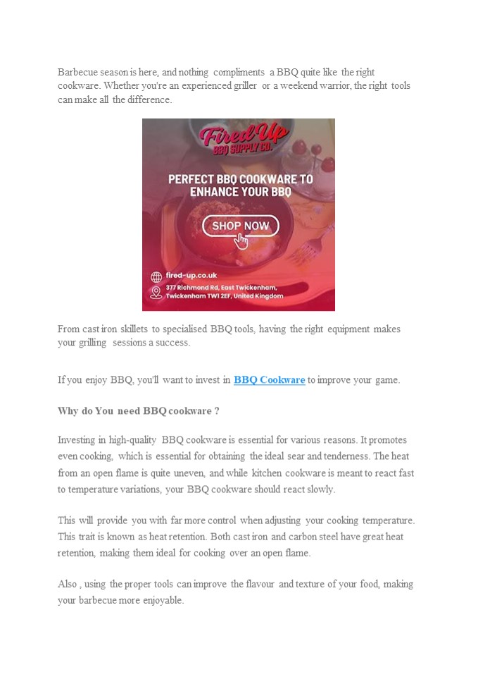 The Perfect BBQ Cookware to Enhance Your BBQ