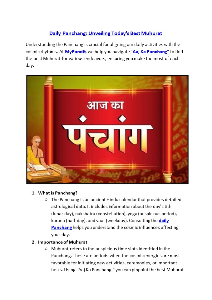 Daily Panchang: Unveiling Today's Best Muhurat