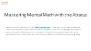 Mastering Mental Math with the Abacus