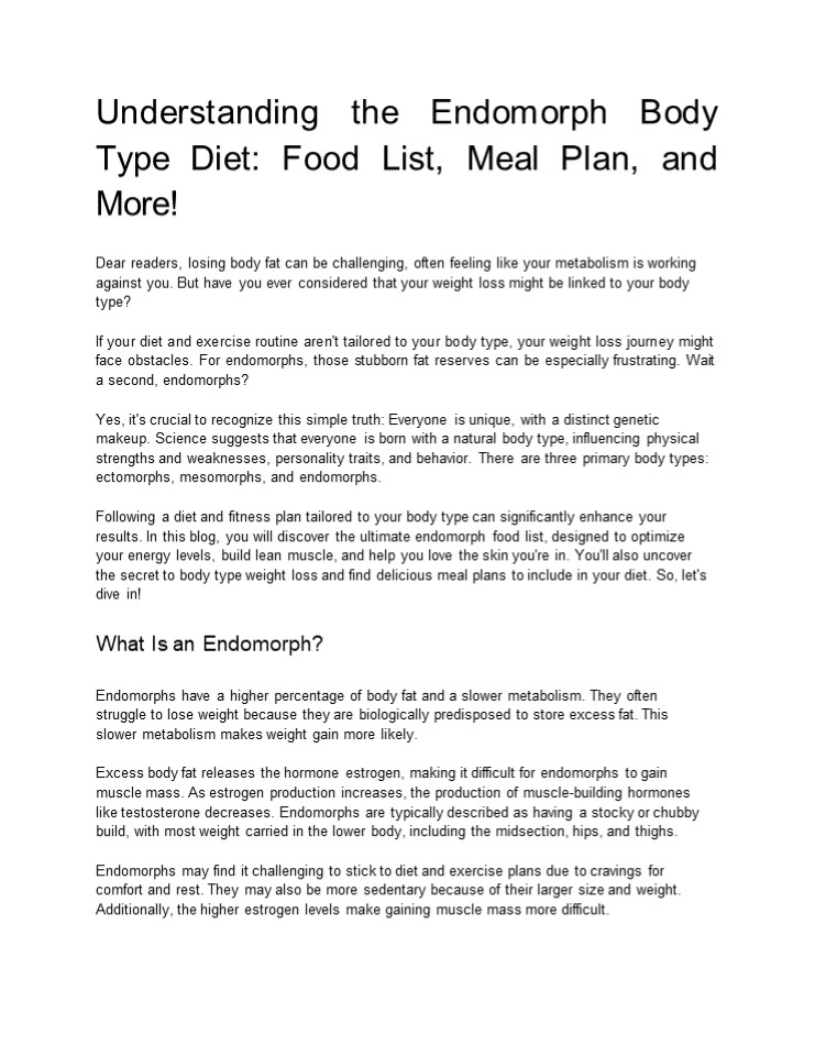 Understanding the Endomorph Body Type Diet: Food List, Meal Plan, and ...