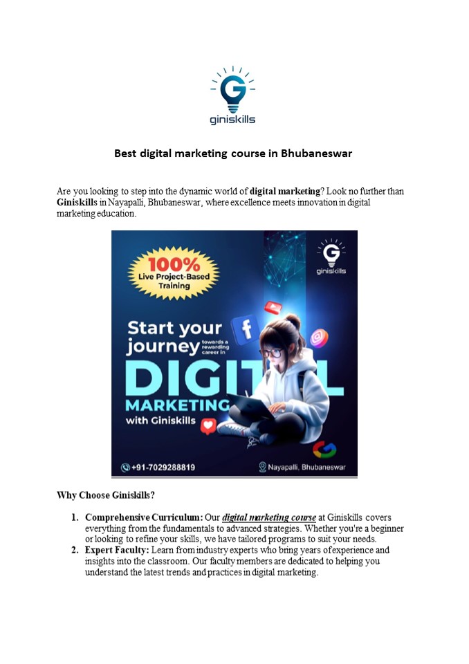 Digital Marketing Course Bhubaneswar - Giniskills
