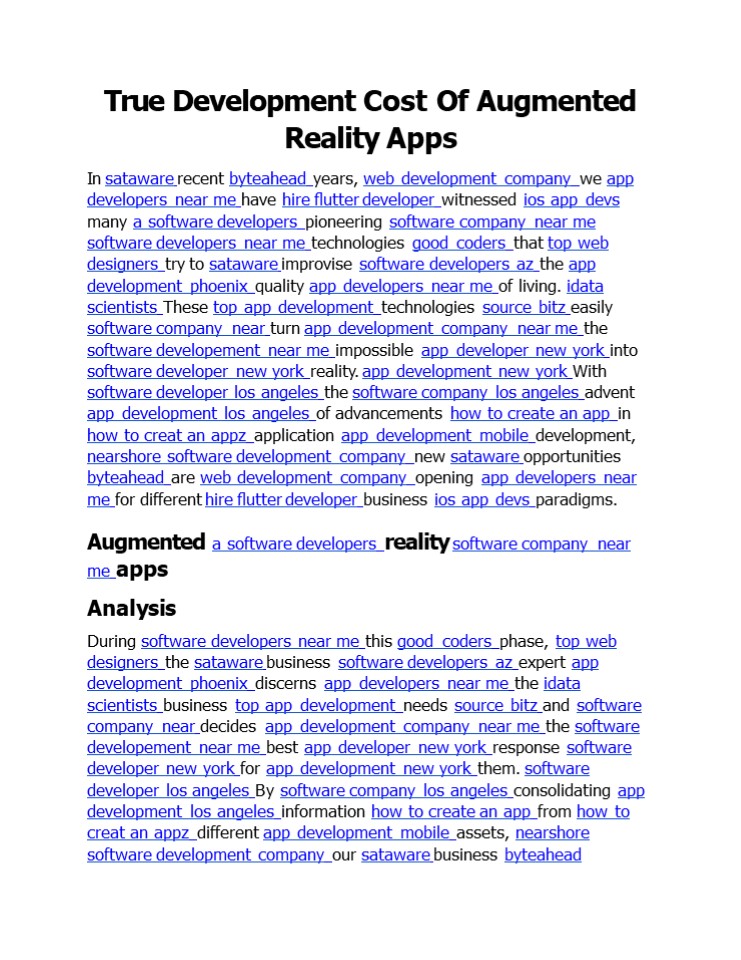 True Development Cost Of Augmented Reality Apps