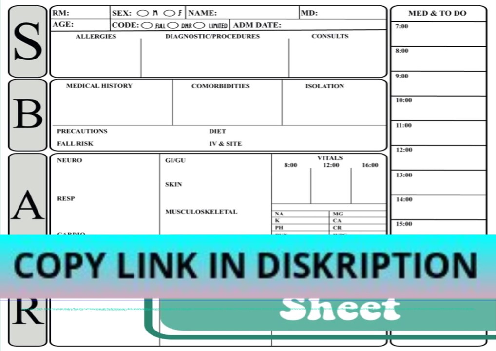 EPUB DOWNLOAD SBAR Nurse Report Sheet Notebook: Nurse Brain Sheet: Adv