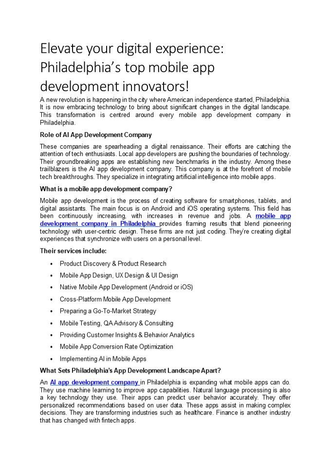 Elevate your digital experience: Philadelphia’s top mobile app development innovators!