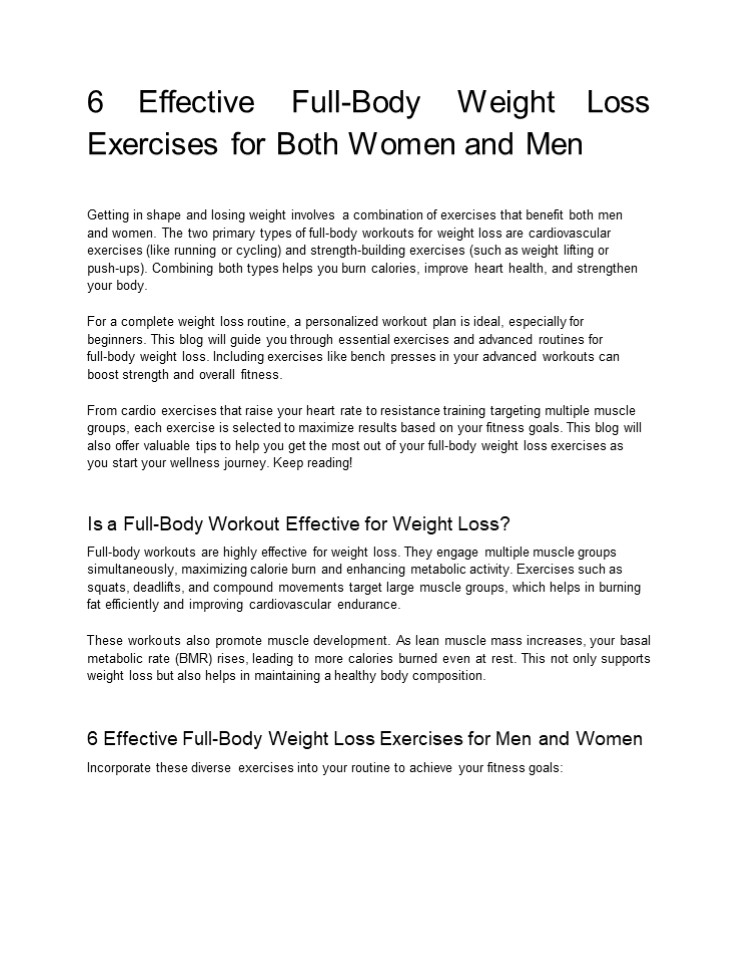 6 Effective Full-Body Weight Loss Exercises For Females And Males