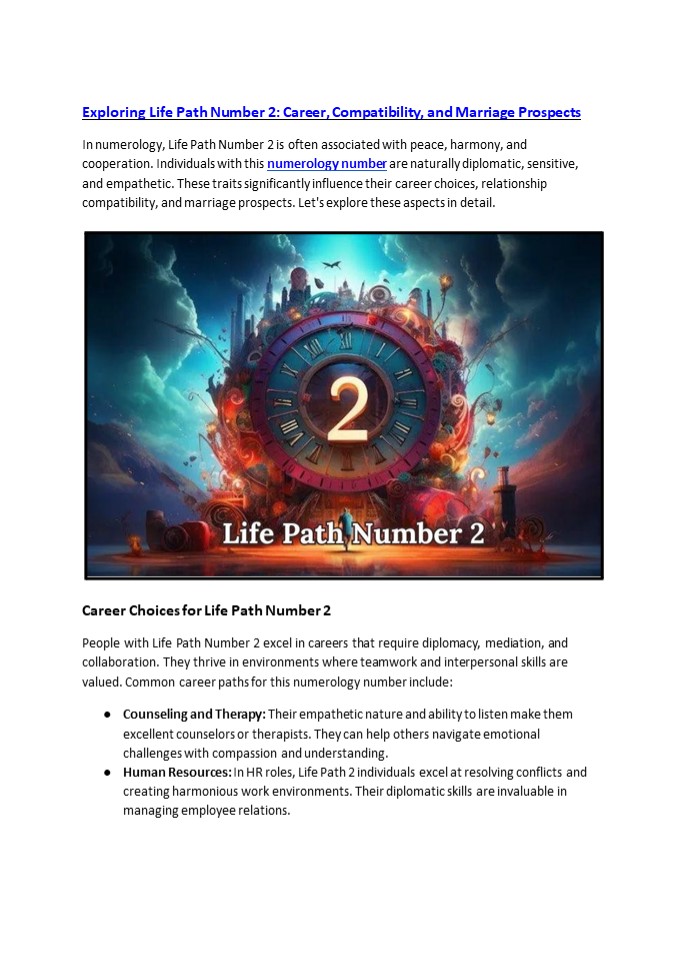 Exploring Life Path Number 2: Career, Compatibility, and Marriage Prospects