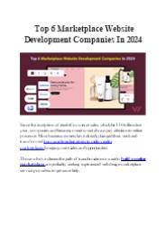 Top 6 Marketplace Website Development Companies