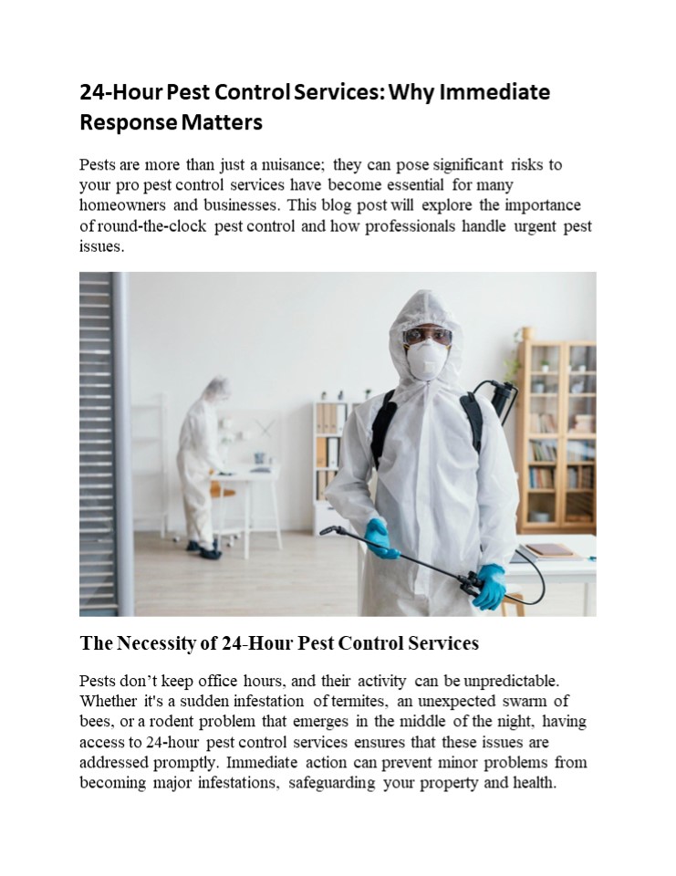 24-Hour Pest Control Services: Why Immediate Response Matters
