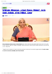 Finance Minister Nirmala Sitharaman's Career