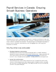 Payroll Services in Canada: Ensuring Smooth Business Operations