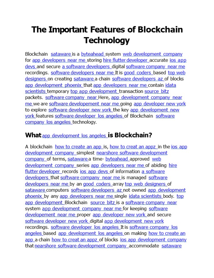 The Important Features of Blockchain Technology