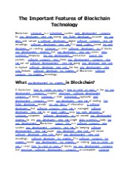 The Important Features of Blockchain Technology