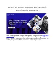 Video: Enhancing Brand Social Media Presence