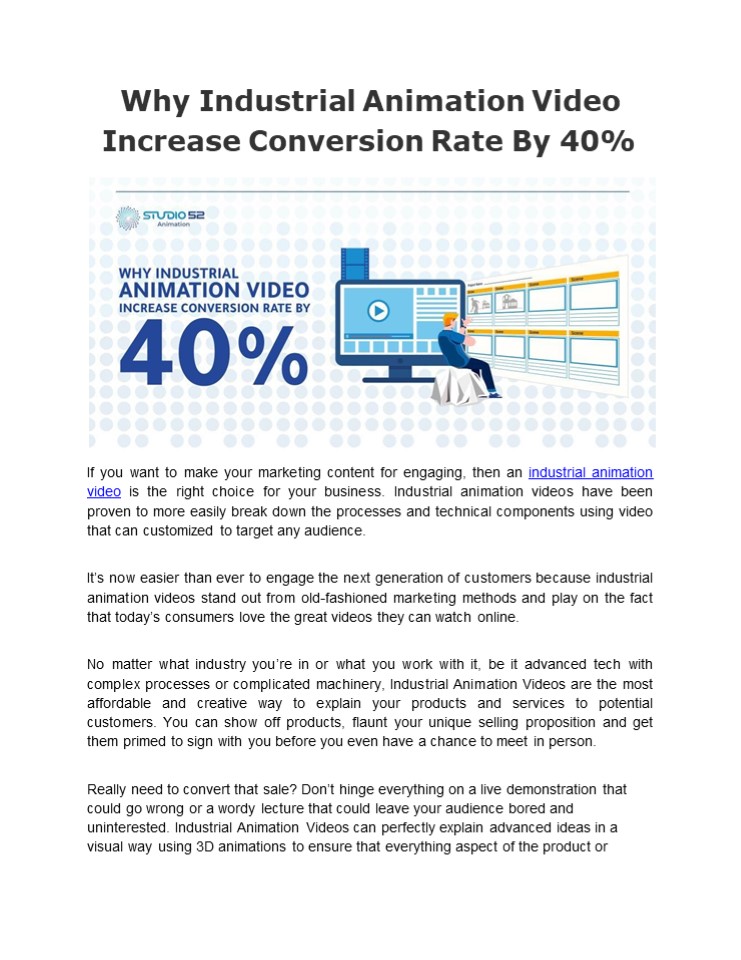 Industrial Animation Video Increase Conversion Rate By 40%