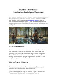 Explore Inner Peace: Meditation Techniques Explained