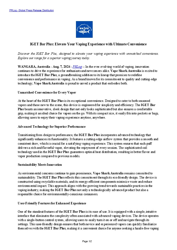 IGET Bar Plus: Elevate Your Vaping Experience with Ultimate Convenience