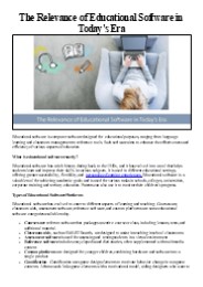 The Relevance of Educational Software in Today's Era