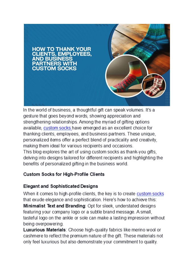How to Thank Your Clients, Employees, and Business Partners with Custom Socks