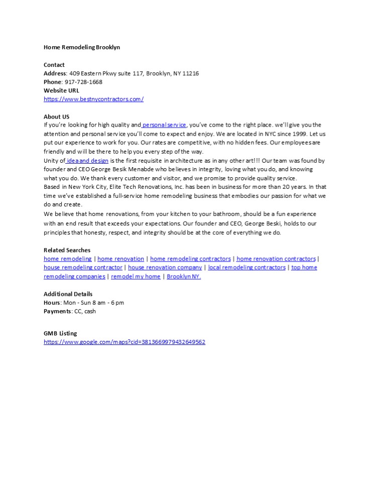 Home Remodeling Brooklyn