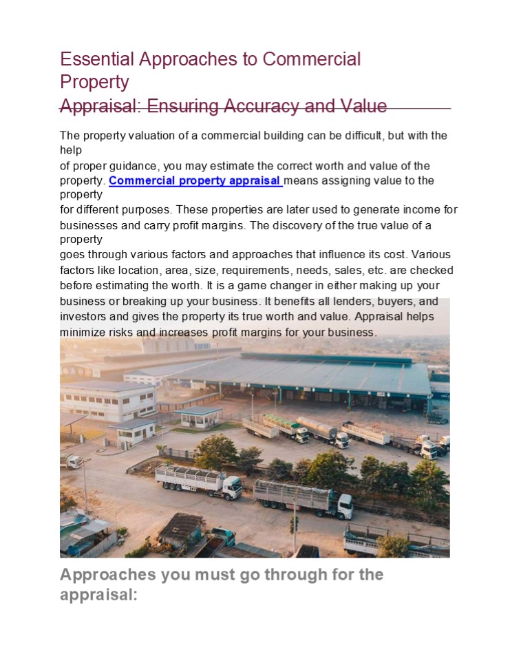 Essential Approaches to Commercial Property Appraisal: Ensuring Accuracy and Value