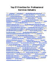 Top IT Priorities For Professional Services Industry