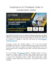 Importance of Timelapse Video in Construction sector