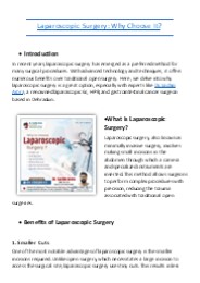 Laparoscopic Surgery: Why Choose It?