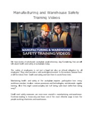 Manufacturing and Warehouse Safety Training Videos