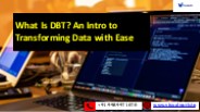 DBT Training in Hyderabad | Data Build Tool Training Online Course