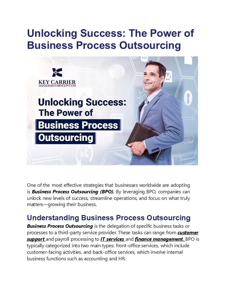 Unlocking Success: The Power of Business Process Outsourcing