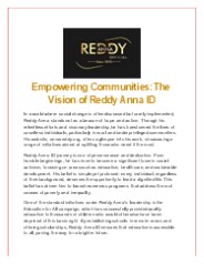 Empowering Communities: The Vision of Reddy Anna ID