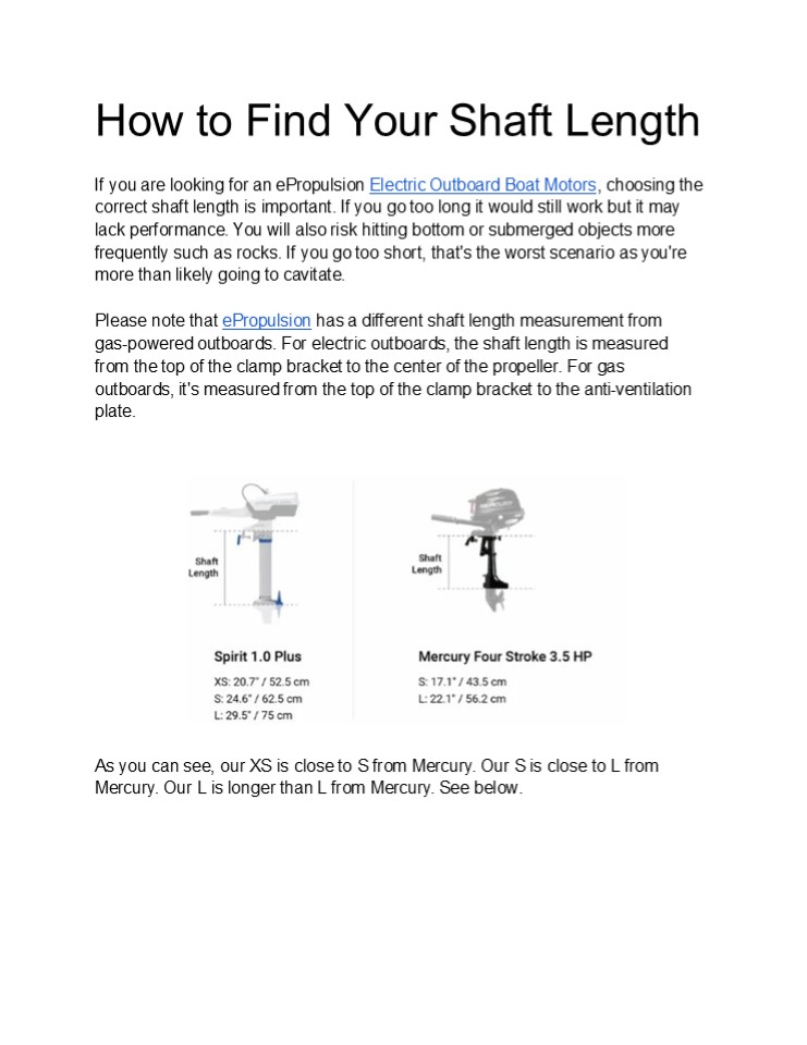 EPropulsion outboard-How to Find Your Shaft Length