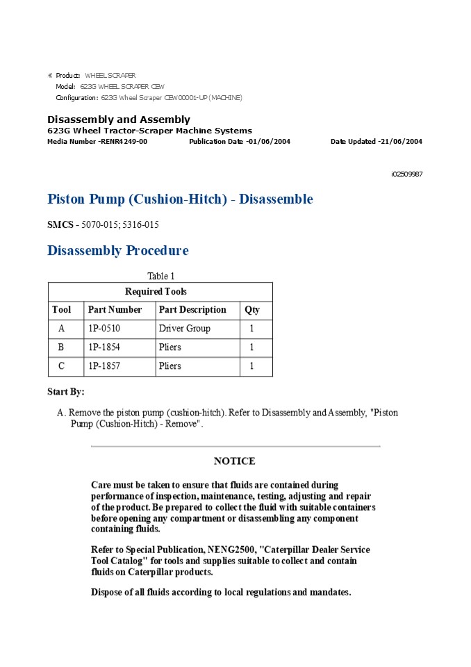 PPT Caterpillar Cat 623G Wheel Scraper (Prefix CEW) Service Repair