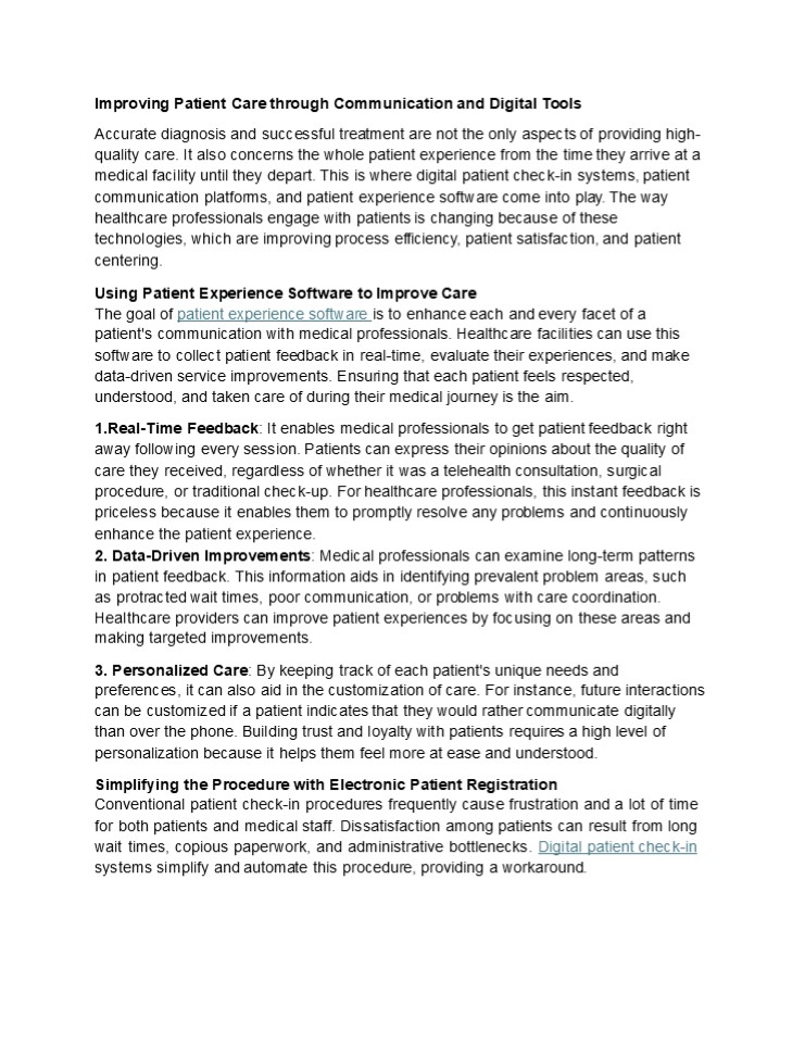 Improving Patient Care through Communication and Digital Tools