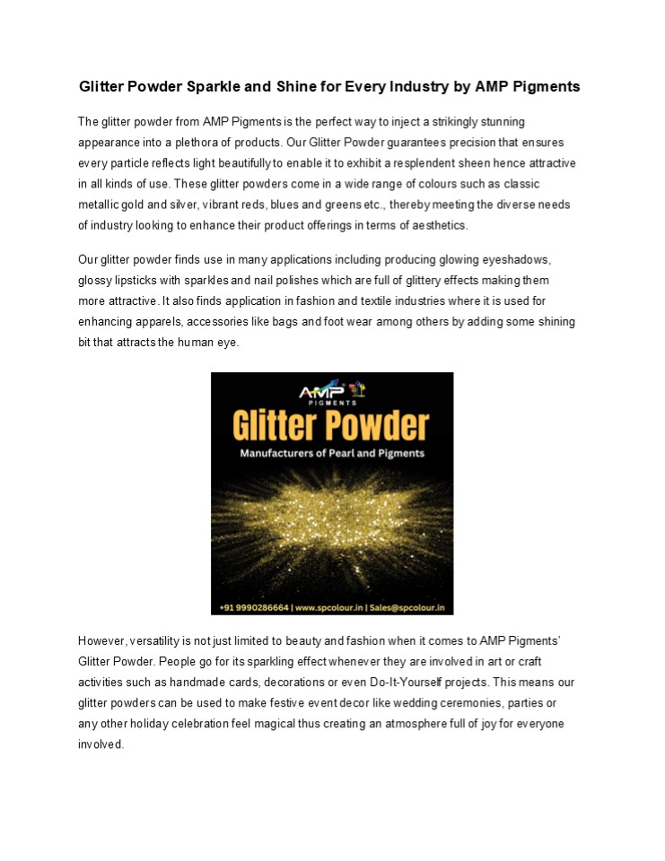 Glitter Powder Sparkle and Shine for Every Industry by AMP Pigments