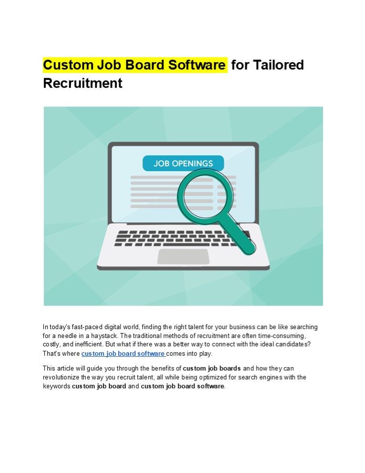 Custom Job Board Software for Tailored Recruitment