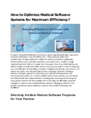 Efficiency in Healthcare: Optimizing Your Medical Software