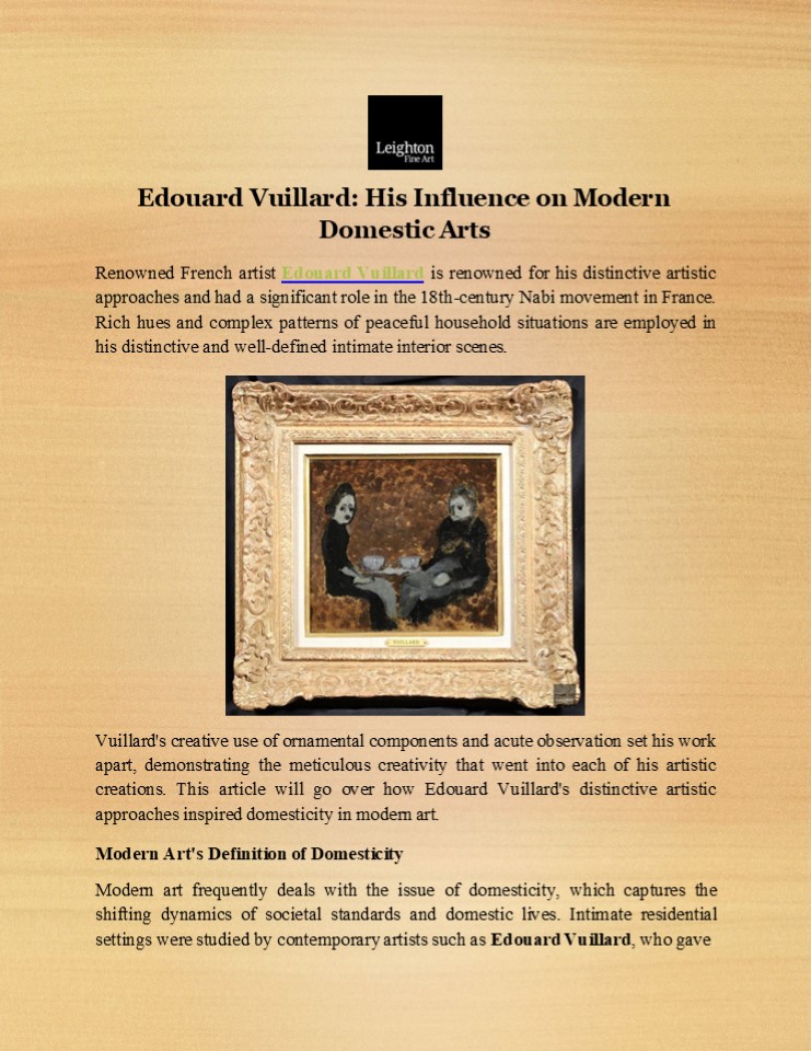 Edouard Vuillard His Influence on Modern Domestic Arts (1)