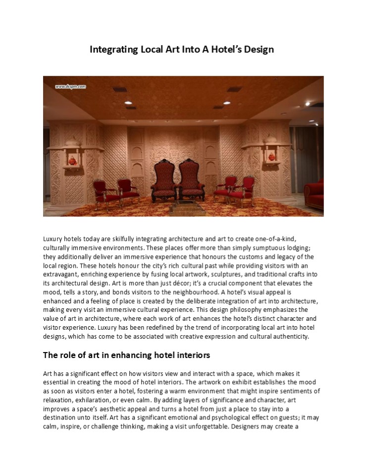 Integrating Local Art Into A Hotel’s Design