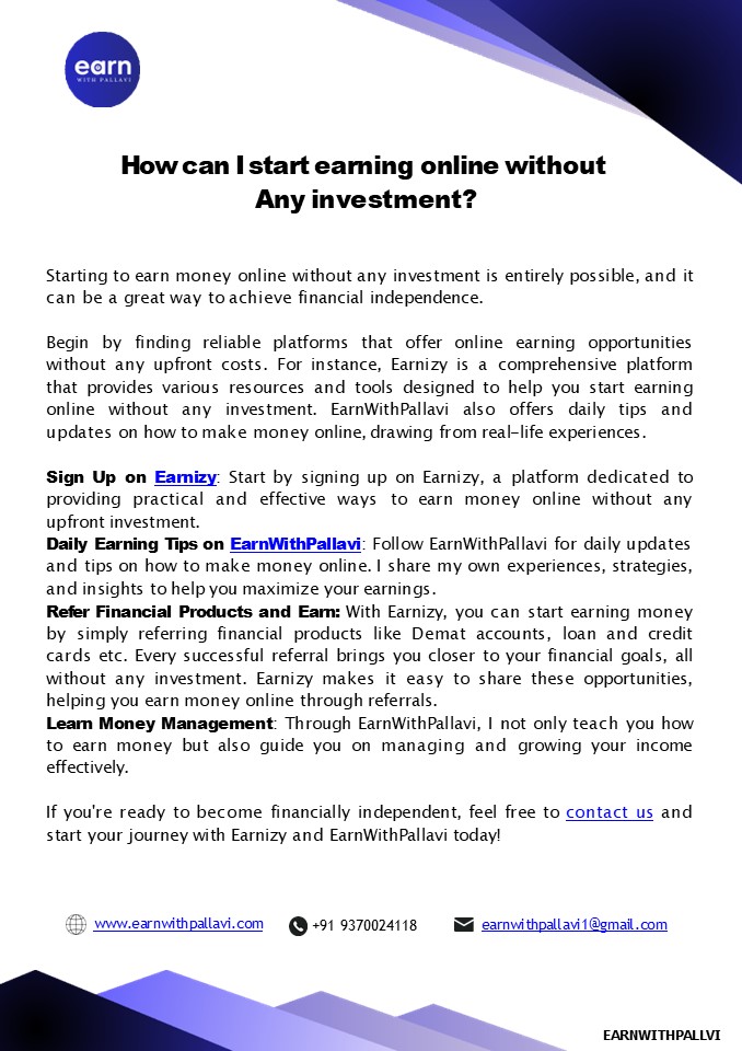 Online Earning without Investment with Earnwithpallavoi