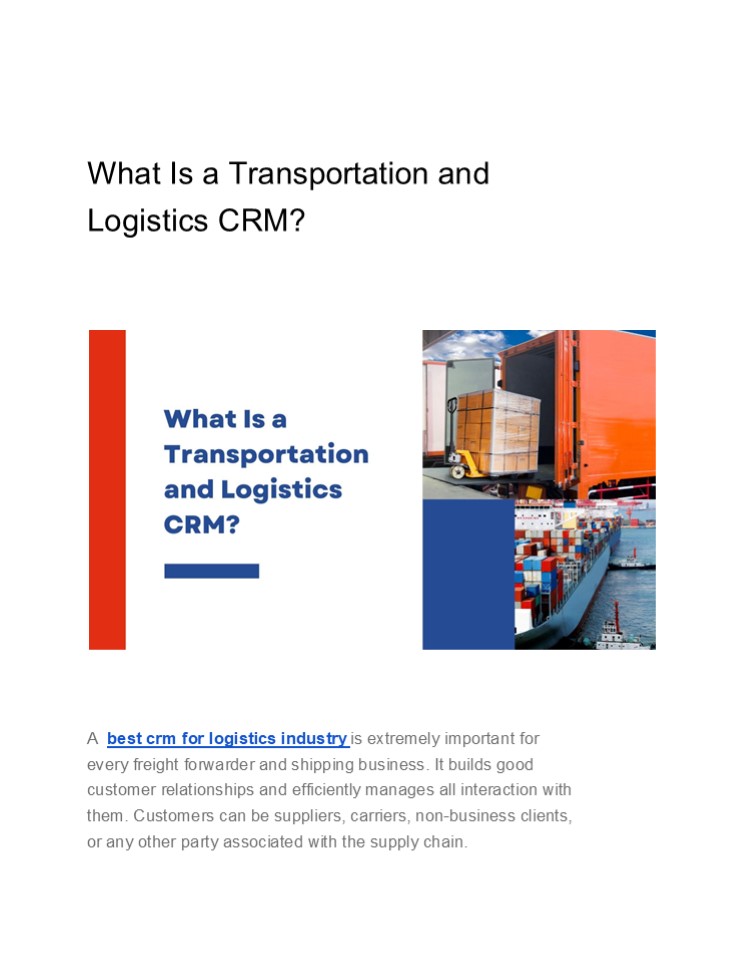 What Is a Transportation and Logistics CRM?