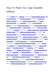 How To Make Your App Available Offline?